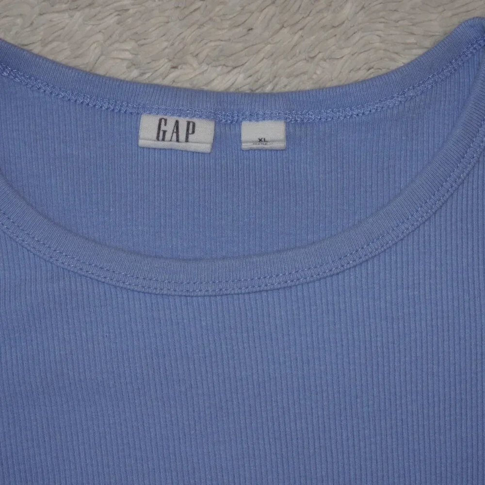 Girls Size XL Gap Kids Blue Short Sleeve Ribbed Tee, 100% Cotton, Like New
